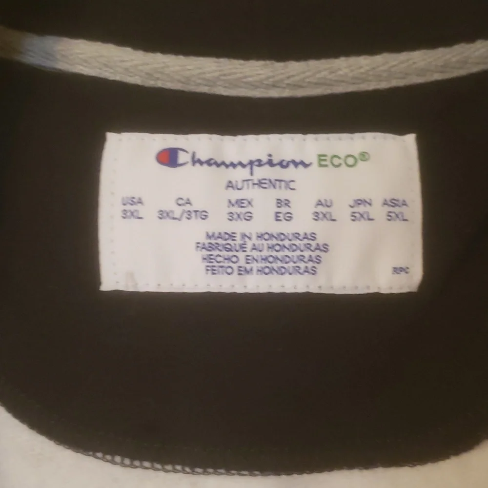 Champion Men's Zip-Up Gray Hoodie, Size 3XL, Black/White Lining - Picture 3 of 4